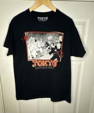 Tokyo Revengers Toman & Moebius Fight Graphic T-Shirt Black Size Large Anime